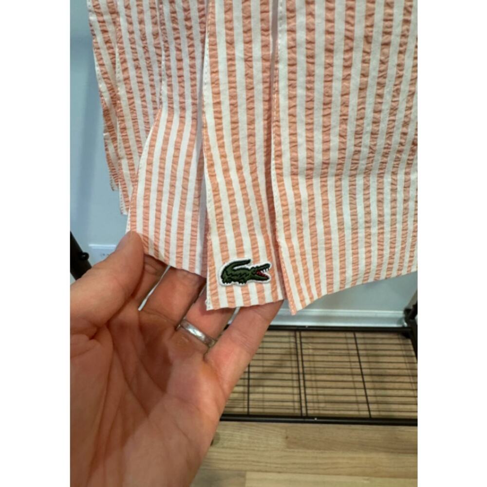 Lacoste Set - Striped Seersucker Jacket with Seersucker Wrap Skirt size 36 US 4 - Picture 7 of 12